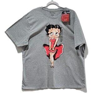 New 80s RETRO VINTAGE GREY BETTY BOOP GRAPHIC T-SHIRT TEE  XL